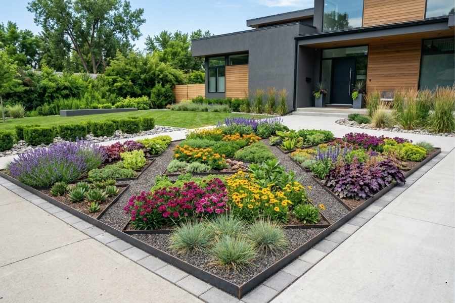 13 Modern Front Yard Flower Bed Ideas