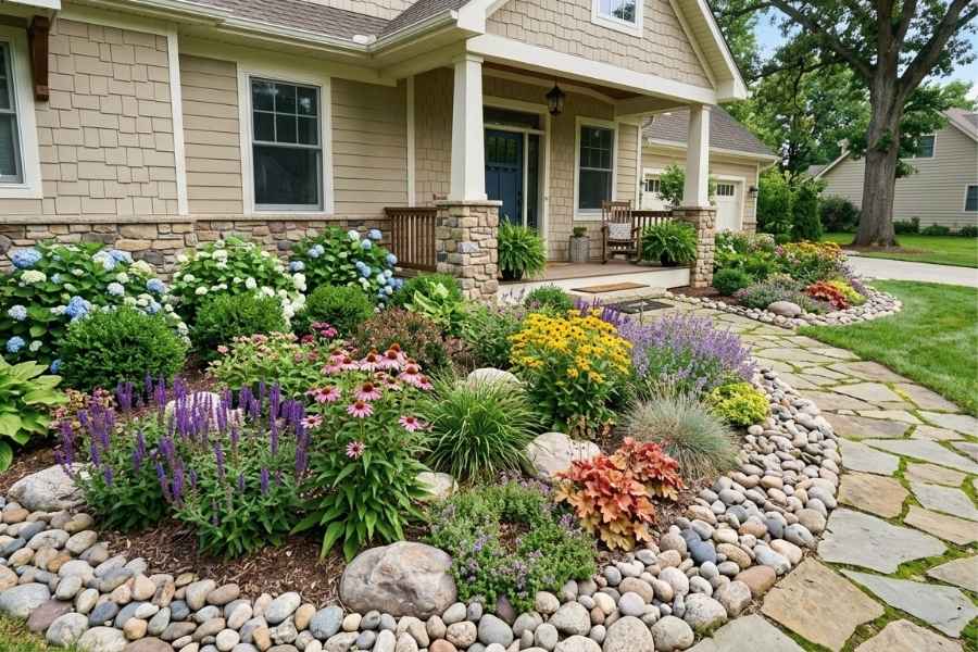 9 Front House Flower Bed Ideas With Rocks